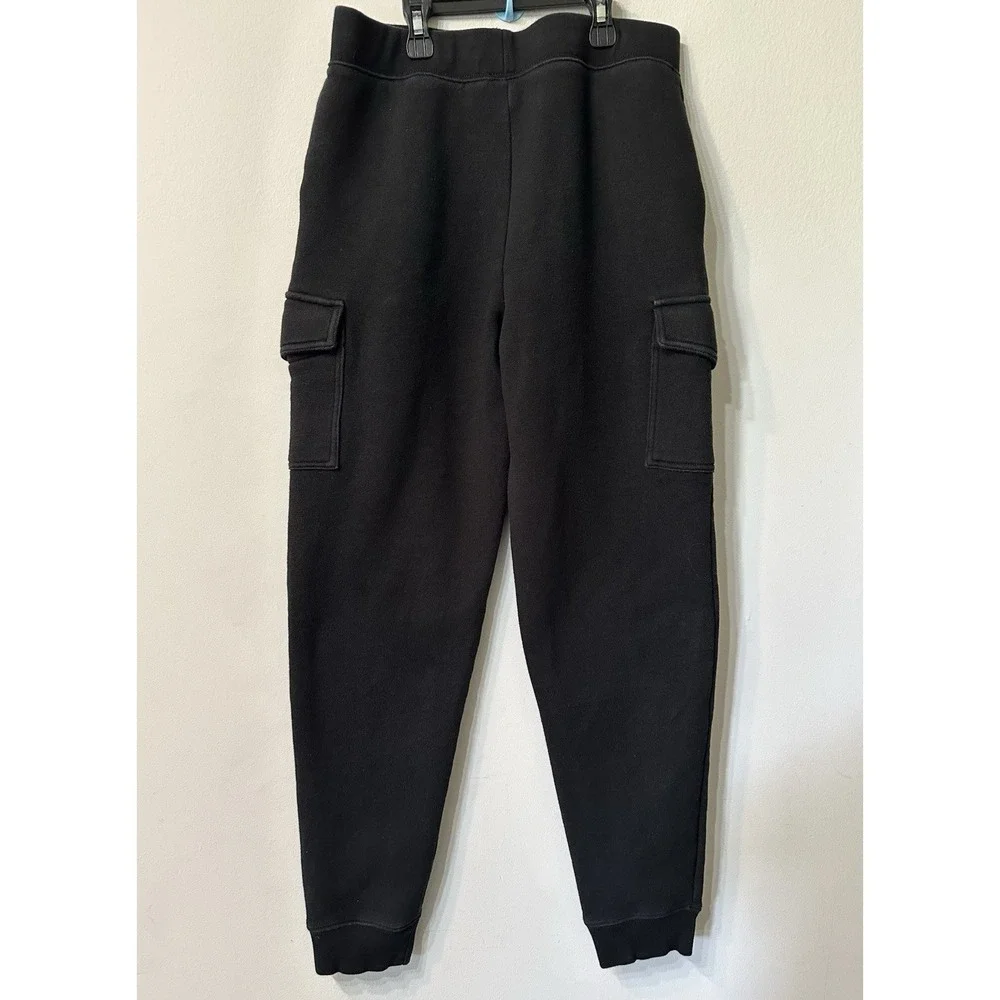 Polo Ralph Lauren Boys Fleece Cargo Joggers Black Pant Youth Size L White Pony
